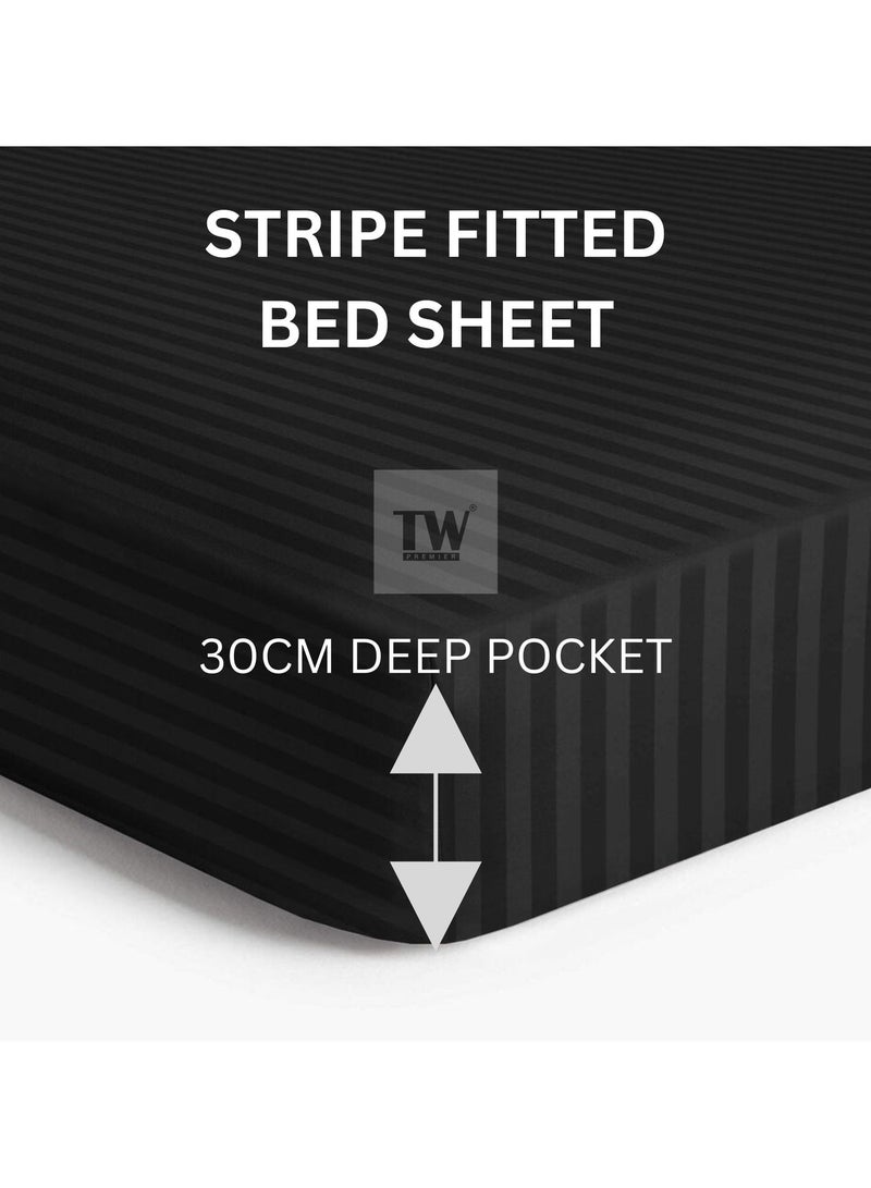TW Premier Hotel Duvet Cover Stripe 240x260cm Super King Size 6 Pcs Set, 1 Duvet Cover 240x260cm (Without Filling), 1 Fitted Sheet 200x200+30cm, 2 Pillow Sham 75x50+5cm, 2 Pillow Cases 50x75cm - Image 4